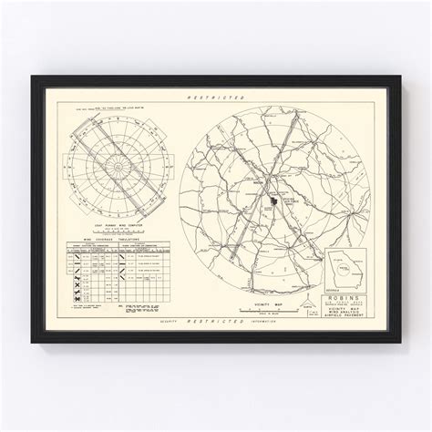 Vintage Map of the Robins Air Force Base Vicinity, 1952 by Ted's Vintage Art