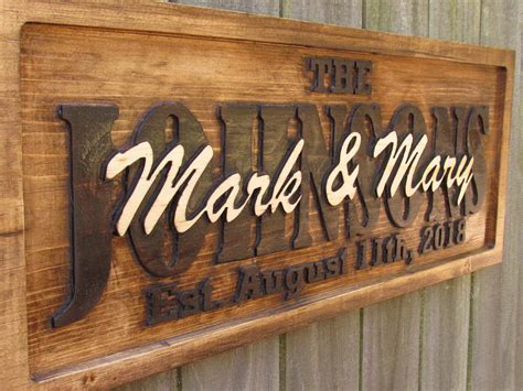 3- D Personalized Carved Wood Sign for Couples - Custom Signs