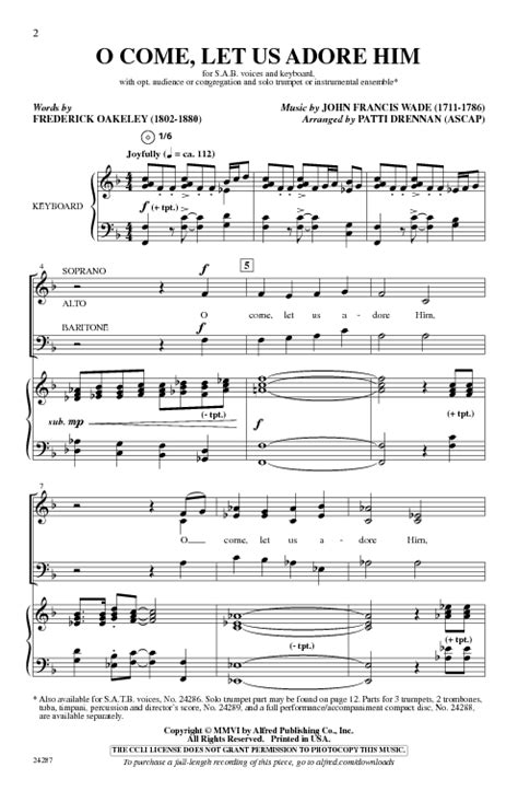 O Come Let Us Adore Him Sheet Music by Drennan/Adams (SKU: 24287 ...