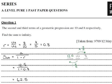 A-LEVEL 9709 MATHS PAST PAPER TOPIC QUESTIONS (SERIES) | Teaching Resources