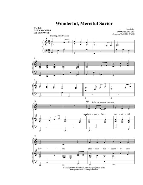 Wonderful, Merciful Savior by Selah Sheet Music for SATB Choir at Sheet Music Direct