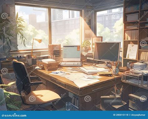 Illustration of the Director S Office in Anime Style. Stock Illustration - Illustration of wall ...