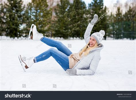 Funny Girl Falling Down While Ice Stock Photo 1502208548 | Shutterstock