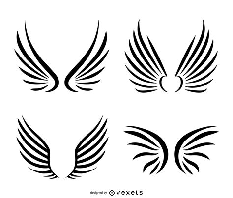 Isolated Wings Line Art Set Vector Download