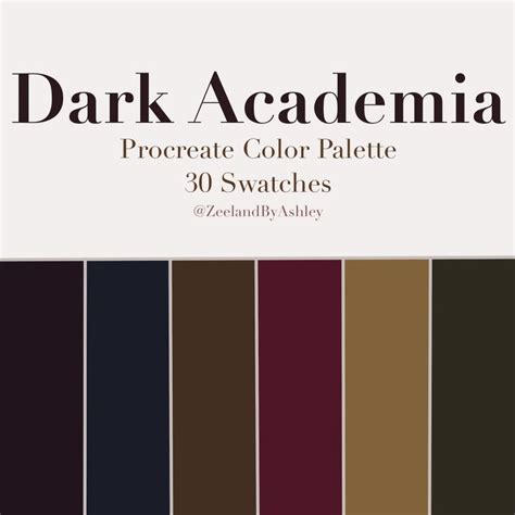 Dark Academia Inspired Procreate Color Palette 30 Swatches - Etsy | Color palette, Dark academia ...