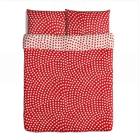 IKEA STENKLOVER QUEEN Duvet COVER Set POLKA DOTS Red STENKLÖVER