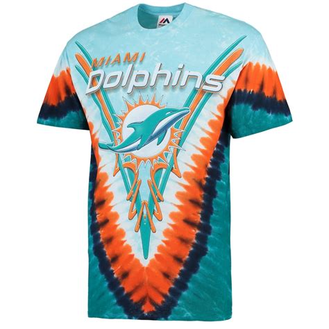 Miami Dolphins Majestic V Tie-Dye T-Shirt - Aqua