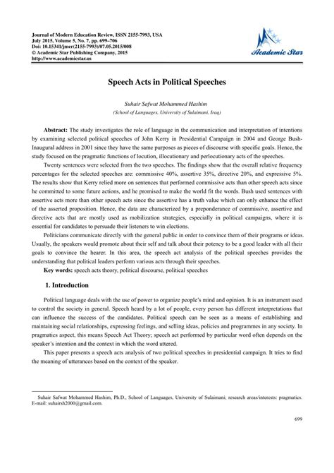 (PDF) Speech Acts in Political Speeches