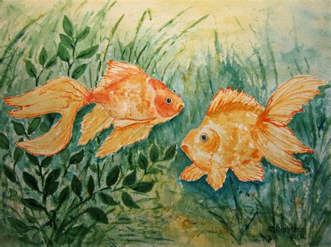 Goldfish Print Of Original Watercolor Painting fish art