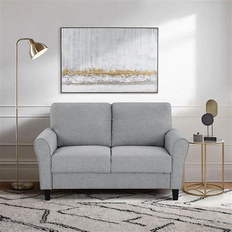 Aleron 58 in. W Dark Gray Textured Fabric Loveseat 9209DG-2 - The Home ...