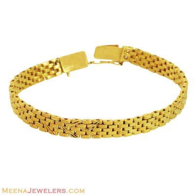 22K Gold Bracelet - BrMb12229 - 22K yellow gold fancy style men's bracelet (also fits to ...