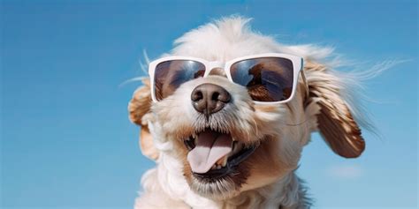 Premium Photo | A dog wearing sunglasses and a white dog wearing sunglasses