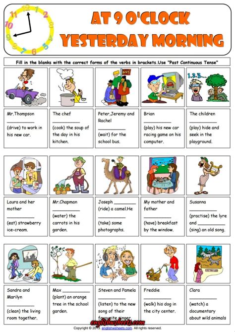 Past Progressive Tense ESL Grammar Exercise Worksheet | English conversation for kids, Improve ...