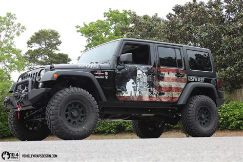 Jeep Rubicon wrapped with the American flag - 10-4WRAPS - Vehicle Wraps Destin