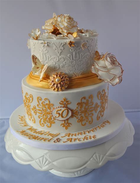 Golden Wedding Anniversary Cake - CakeCentral.com