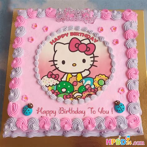 Hello Kitty Birthday Cake For Kid Girls With Name