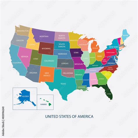 USA MAP IN COLOR WITH NAME OF COUNTRIES,UNITED STATES OF AMERICA MAP ...