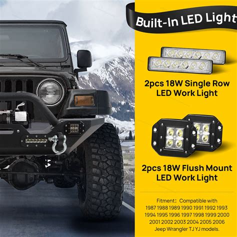 Front Bumper W/ D-Rings & Led Lights Winch Plate For 87-06 Jeep Wrangler TJ YJ | eBay