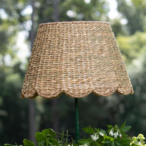 tapered lamp or pendant light clip on scalloped edges WOVEN RAFFIA LAMPSHADE lined natural Home ...