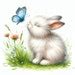 Bunny and Butterfly Clipart Bundle, Spring Designs, Watercolor Bunny Graphics, Watercolor ...