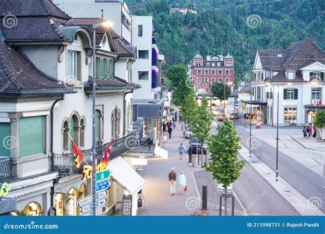 Aerial View of the Main Street of Interlaken in Switzerland Editorial ...