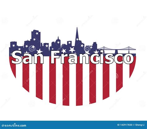 San Francisco City and USA Flag Stock Vector - Illustration of city ...