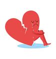 Sad broken heart cartoon Royalty Free Vector Image