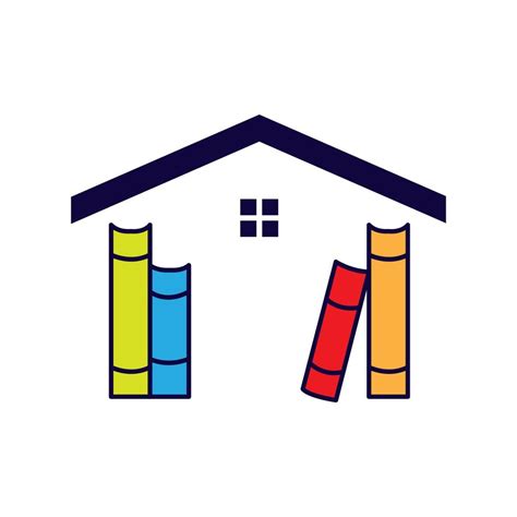 book library with home house abstract logo vector icon illustration ...