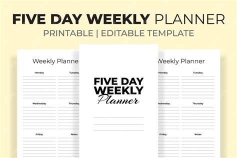 Premium Vector | Five Day Weekly Planner