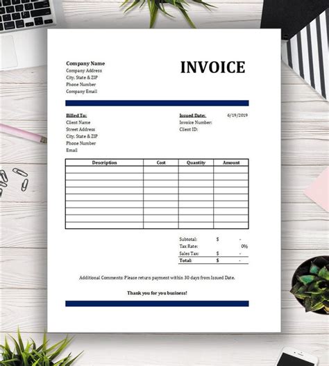 Professional Invoice Template Formula Based - Etsy