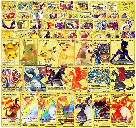 Buy 55 PCS Pokemon Gold Foil Cards TCG Deck Box Including Assorted Rare Foil Cards( 15 Vmax ...