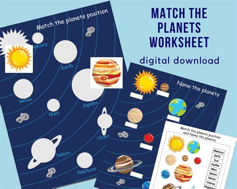 "Match the planets worksheet. Solar system printable Busy Book for Preschool & Kindergarten ...