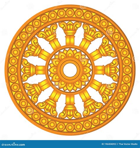 3D Golden Buddhism Symbol Wheel Of Dharma Stock Image | CartoonDealer ...