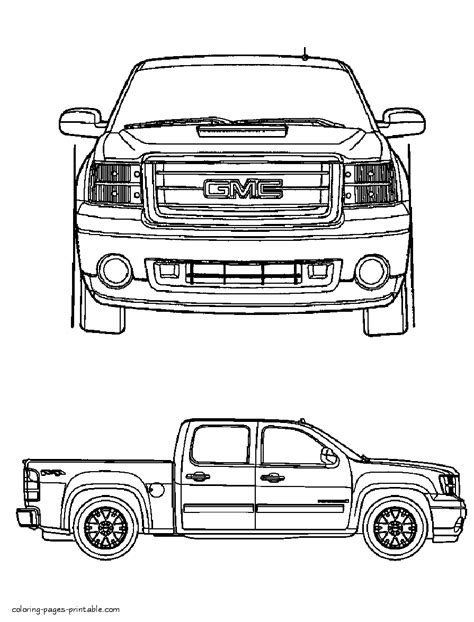 GMC Pickup truck coloring pages || COLORING-PAGES-PRINTABLE.COM