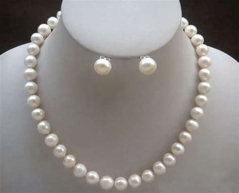 Wholesale fast SHIPPING >>>> 8 9mm Natural White Akoya Cultured Pearl Necklace Earrings set 18 ...