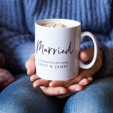 Married Personalised Wedding Mug By Little Cherub Design ...