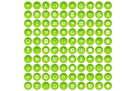 100 Graphic Elements Icons Set Green Graphic by ylivdesign · Creative ...