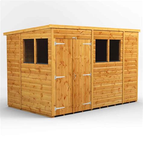 10 x 6 Premium Tongue and Groove Pent Shed - Double Doors - 4 Windows ...