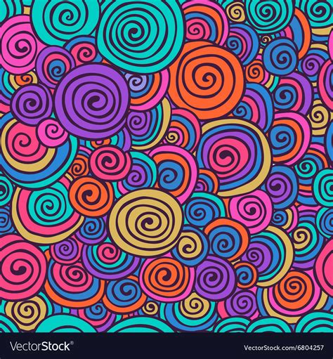 Abstract Colorful Hand Sketched Swirls Seamless Vector Image