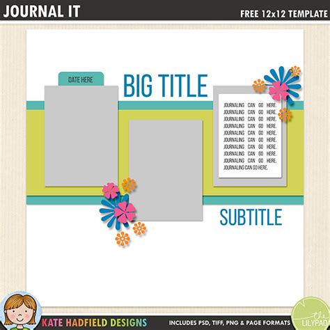 Free Digital Scrapbooking template: Journal It - Kate Hadfield Designs