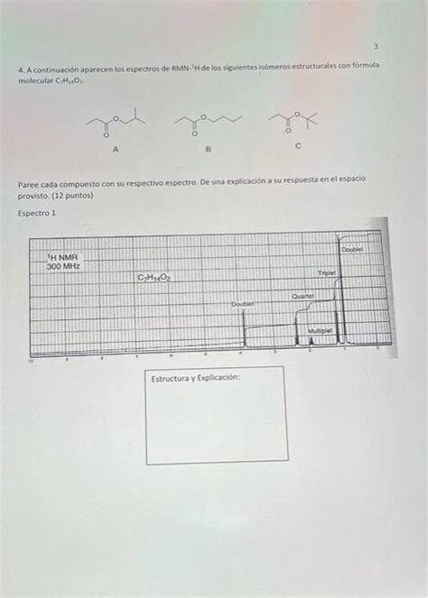 Solved The following are the 1H NMR spectra of the following | Chegg.com