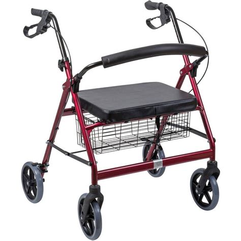 DMI Extra-Wide Rollator Walker with Seat and Basket for Seniors, Heavy Duty Medical Walker ...