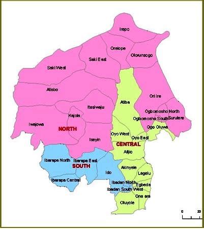 The map of Oyo State showing different local government areas. | Download Scientific Diagram