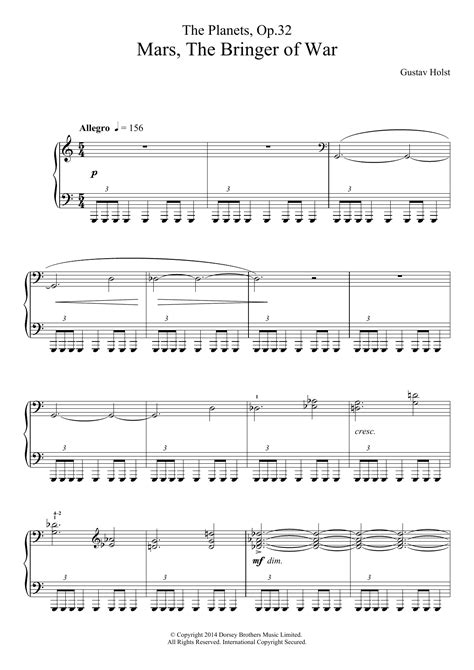 Gustav Holst - The Planets, Op. 32: Mars, the Bringer of War sheet music