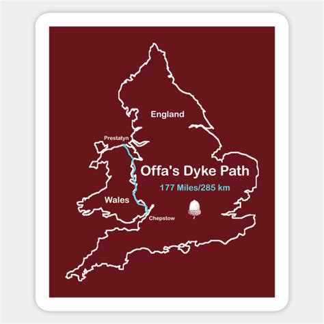 Route Map Design, Offa's Dyke Path - Hiking - Sticker | TeePublic