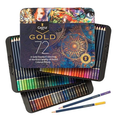 Castle Arts 72 Piece Castle Gold Colored Pencil Set in Display Tin – Castle Arts USA