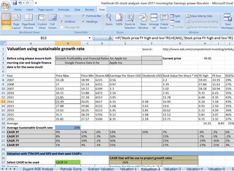 Stock Analysis Spreadsheet pertaining to Stock Analysis Spreadsheet For U.s. Stocks: Free ...