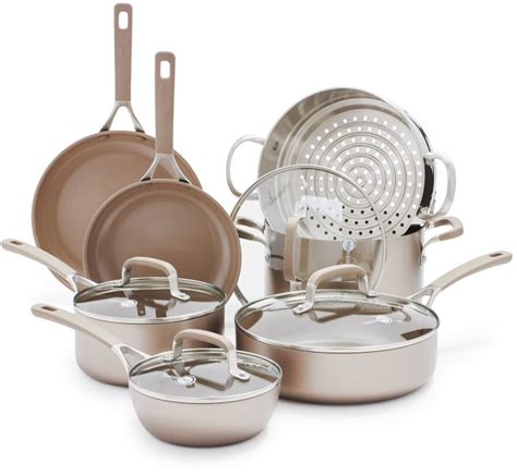 Greenpan GreenPan Champagne Ceramic Nonstick 11-Piece Cookware Set | Cookware set, Safest ...