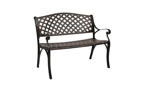 40.5" Outdoor Cast Aluminum Bench with Mesh Backrest Seat Surface ...