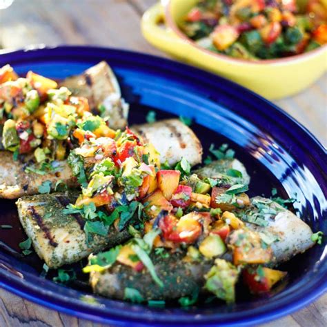 Mediterranean Grilled Mahi Mahi With Peach Salsa – Copper Moose Oil & Vinegar